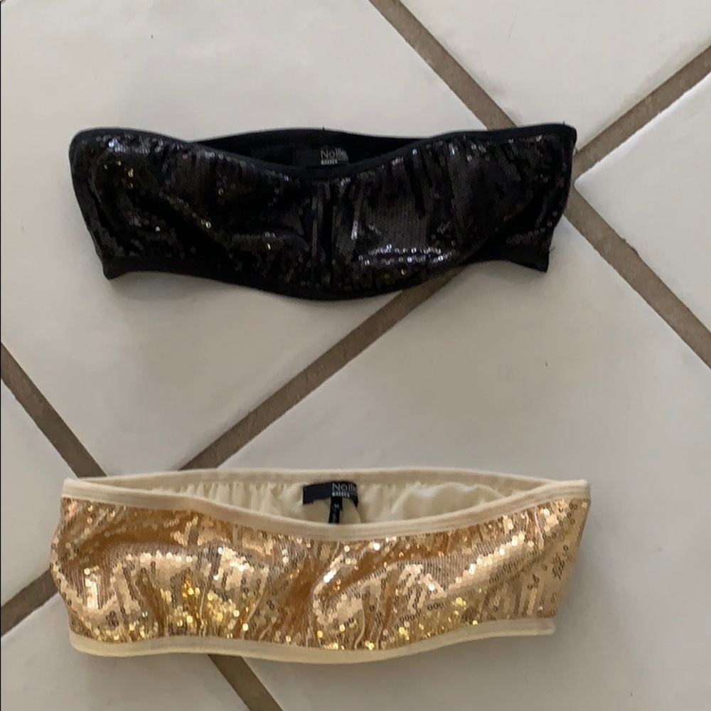 Two Sequin Bandeaus - Gold and Black